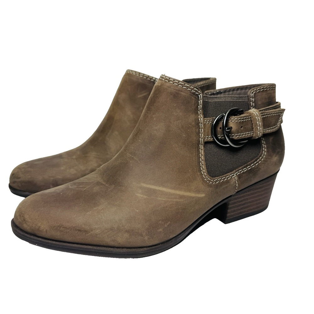 Clarks Adreena Field Ankle Boots Booties Womens Size 8 M Brown Leather‎ Side Zip